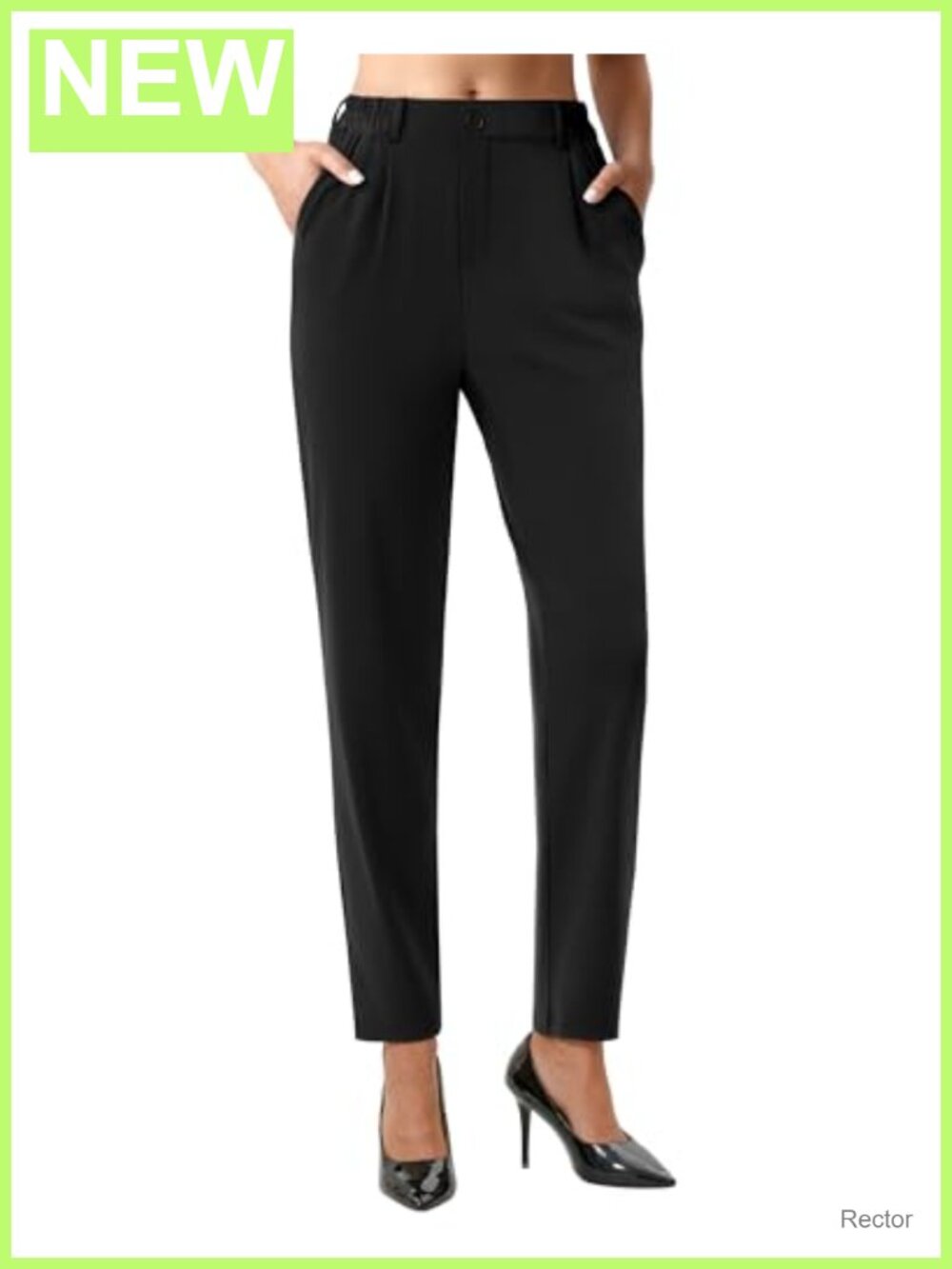 Women's Stretchy Ankle Work Pants Business Casual Pleated Front Side Pockets